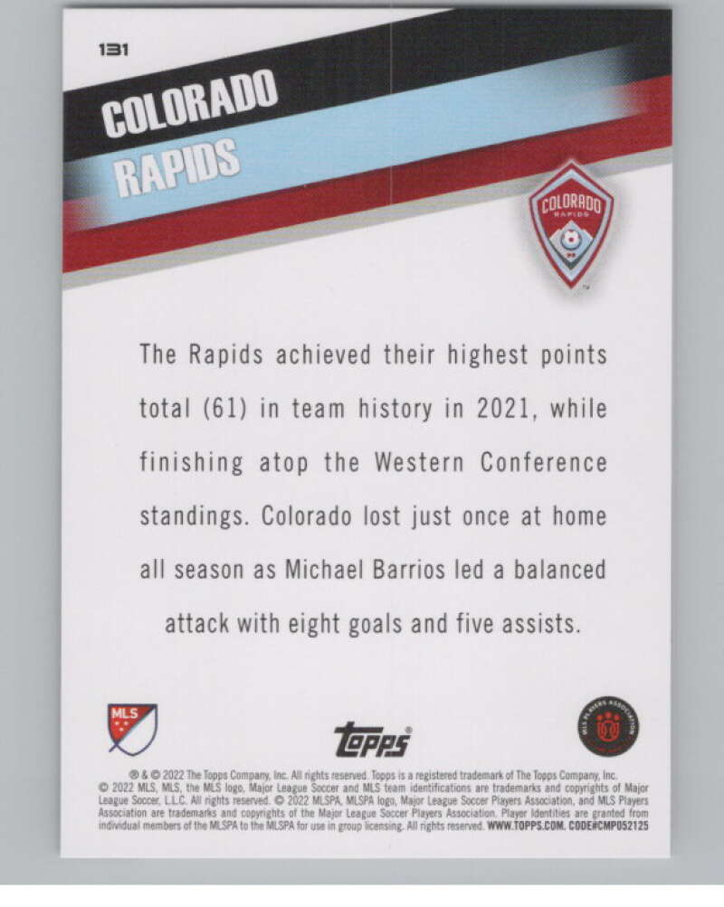 2022 Topps MLS Soccer #131 Colorado Rapids  Colorado Rapids  V97798 Image 2