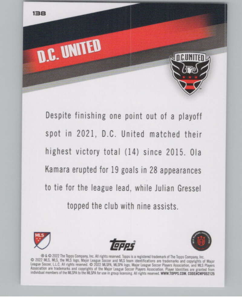 2022 Topps MLS Soccer #138 D.C. United  D.C. United  V97816 Image 2