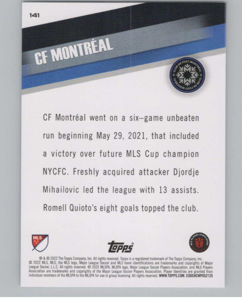2022 Topps MLS Soccer #141 CF Montreal  CF Montreal  V97824 Image 2