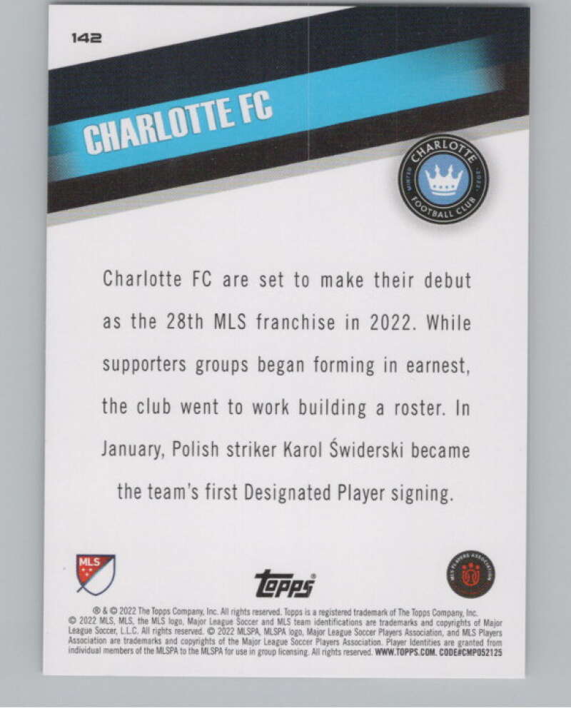 2022 Topps MLS Soccer #142 Charlotte FC  Charlotte FC  V97826 Image 2
