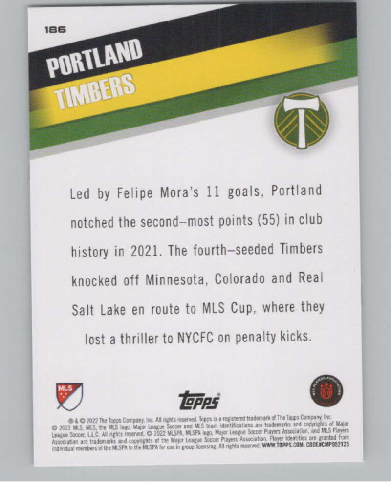 2022 Topps MLS Soccer #186 Portland Timbers  Portland Timbers  V97930 Image 2