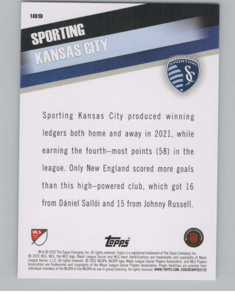 2022 Topps MLS Soccer #189 Sporting Kansas City  Sporting Kansas City  V97936 Image 2