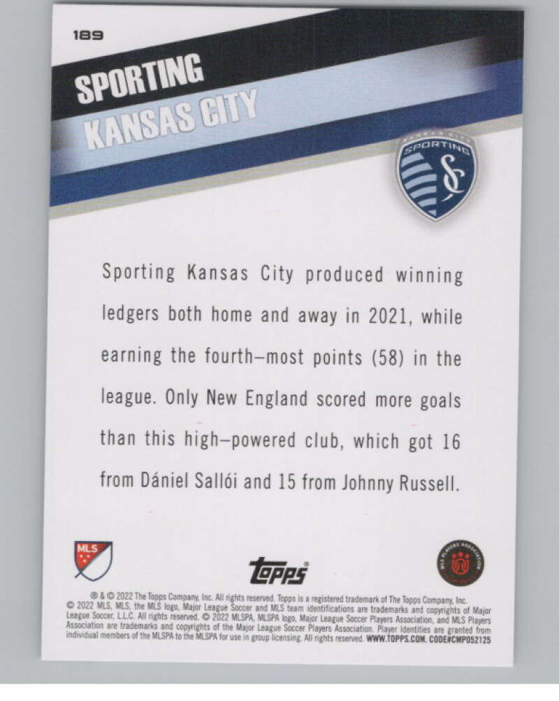 2022 Topps MLS Soccer #189 Sporting Kansas City  Sporting Kansas City  V97938 Image 2