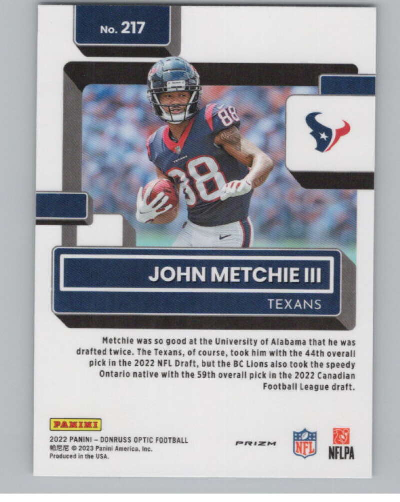 2022 Donruss Optic Purple Shock #217 John Metchie III Rated Rookie RC  V97978 Image 2