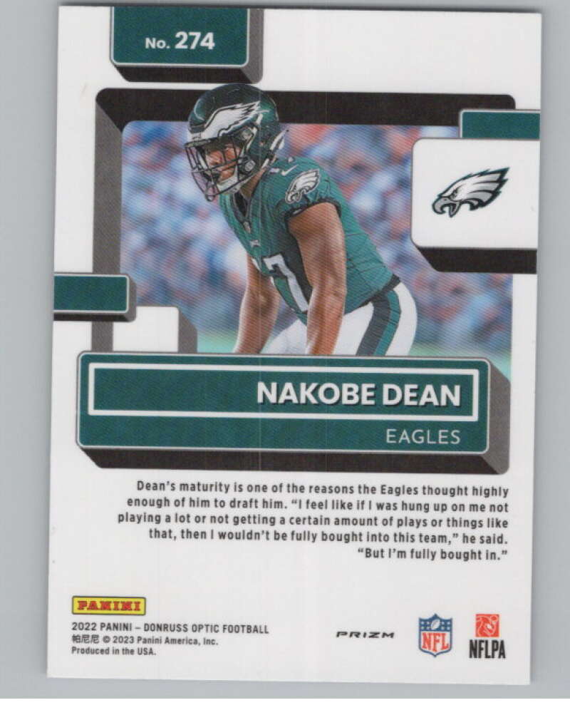 2022 Donruss Optic Purple Shock #274 Nakobe Dean Rated Rookie RC  V97993 Image 2