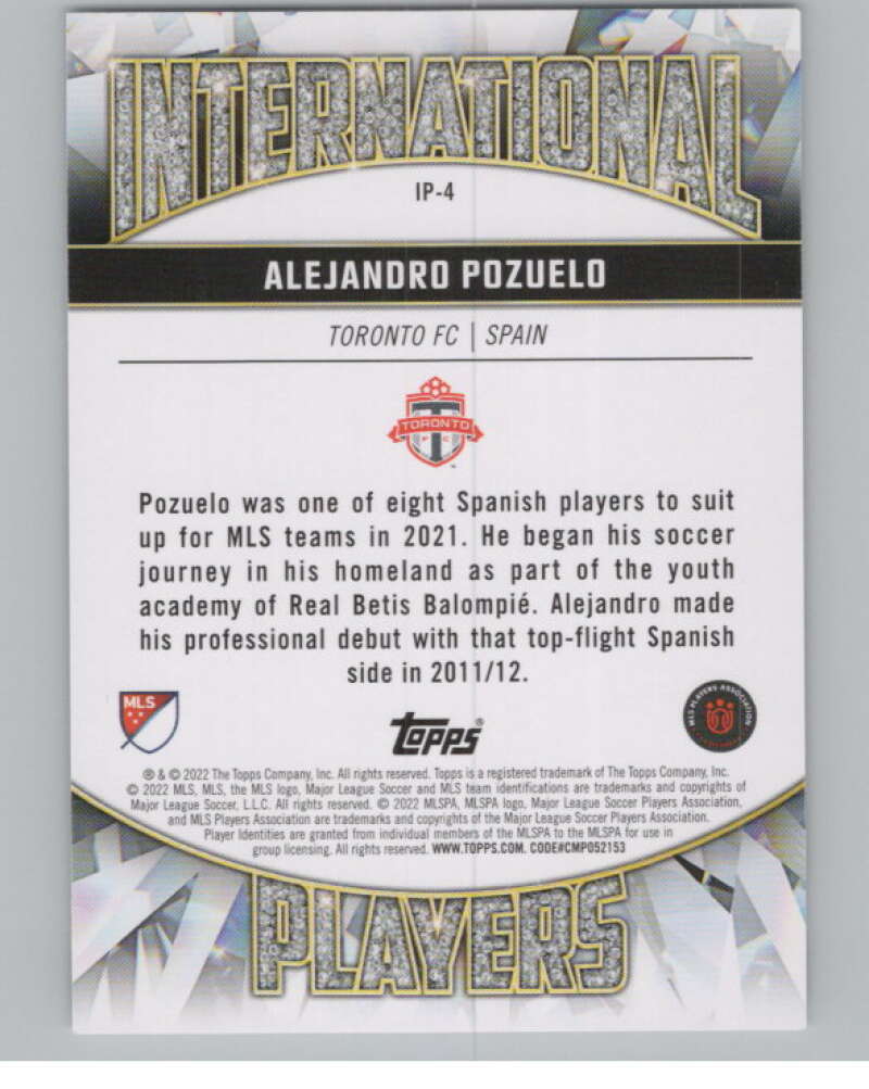 2022 Topps MLS International Players #IP-4 Alejandro Pozuelo  Toronto FC  V98001 Image 2