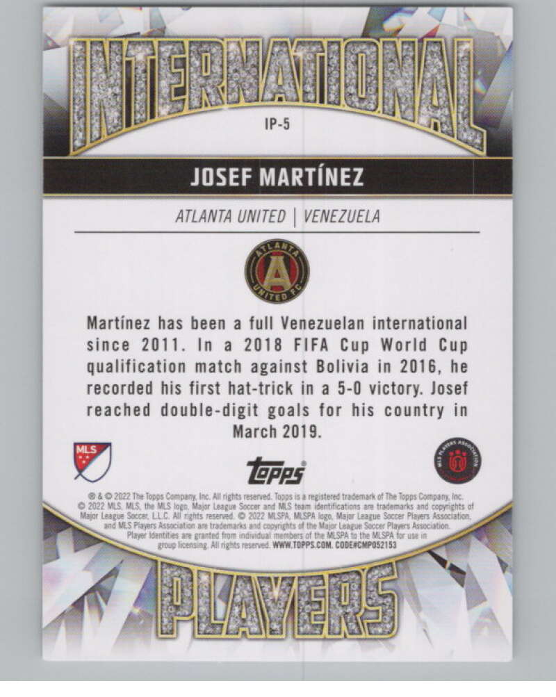 2022 Topps MLS International Players #IP-5 Josef Martinez  Atlanta United  V98003 Image 2