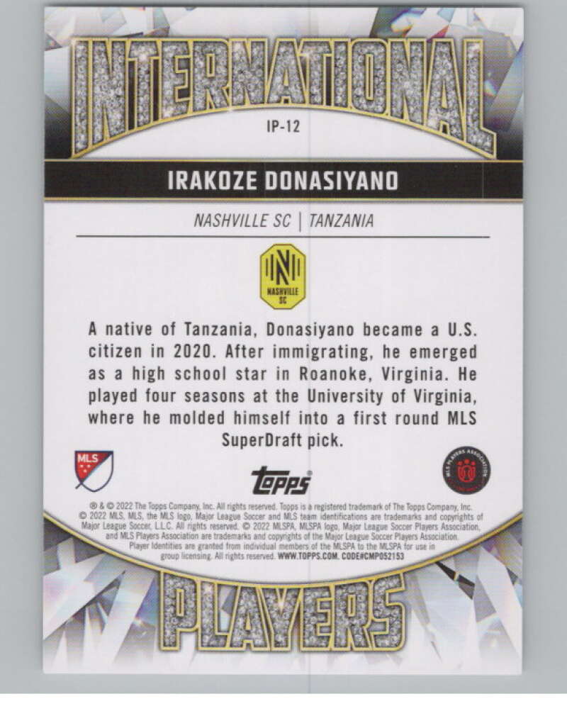 2022 Topps MLS International Players #IP-12 Irakoze Donasiyano  Nashville  V98007 Image 2