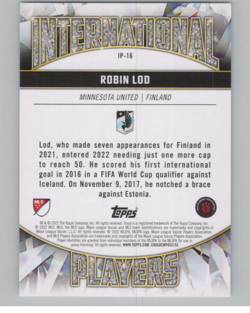 2022 Topps MLS International Players #IP-16 Robin Lod  Minnesota United  V98011 Image 2