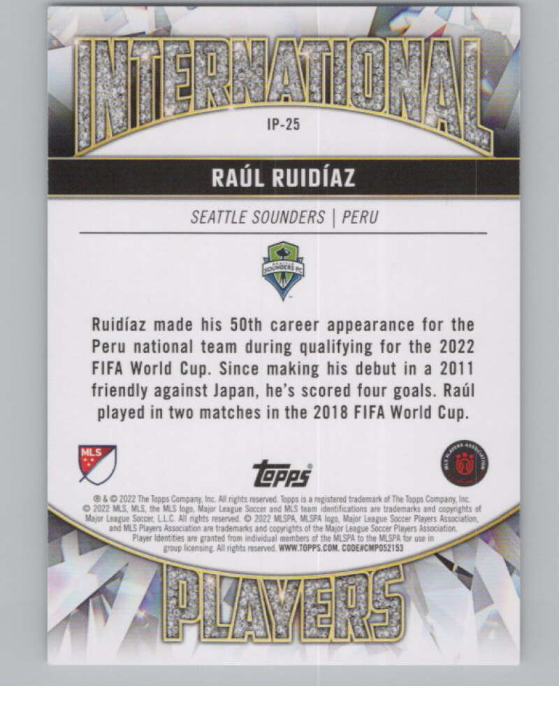 2022 Topps MLS International Players #IP-25 Raul Ruidiaz Seattle  V98016 Image 2