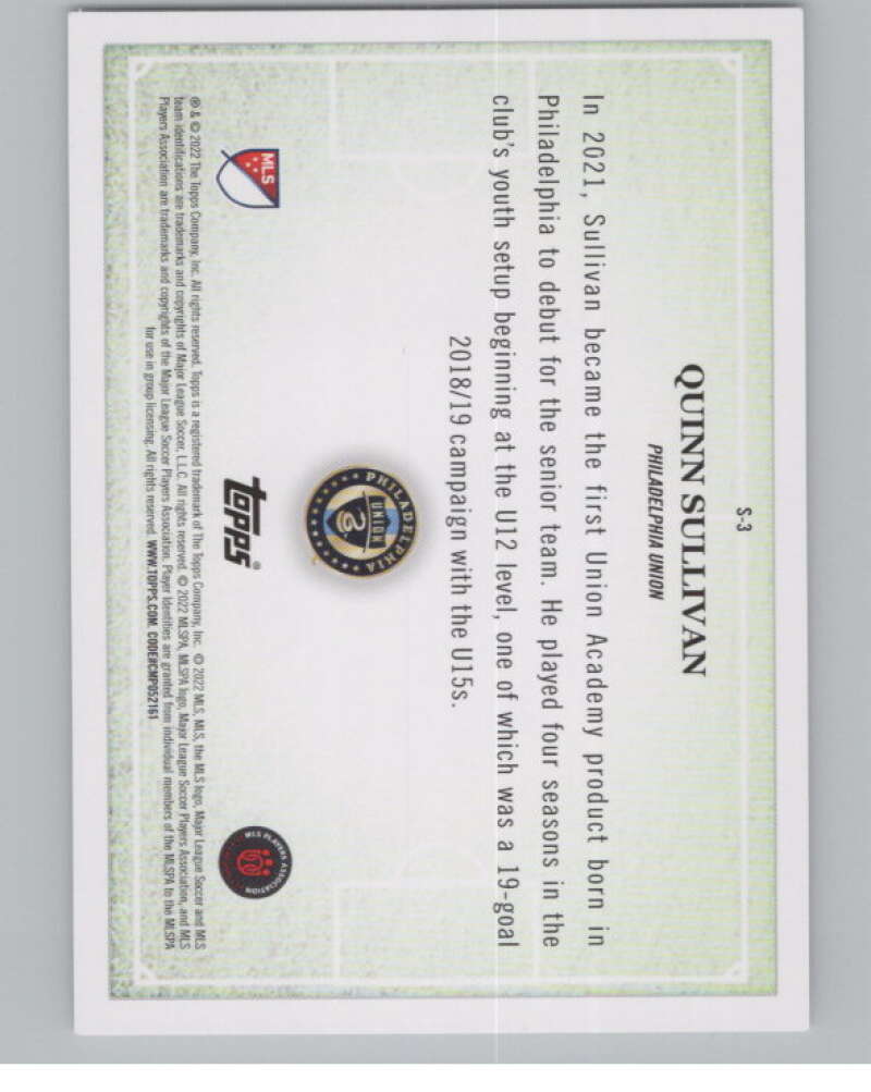 2022 Topps MLS Scholarly #S-2 Jack McGlynn  Philadelphia Union  V98018 Image 2
