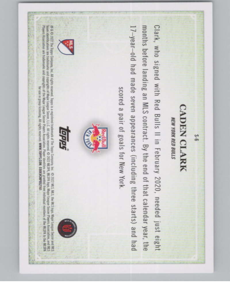 2022 Topps MLS Scholarly #S-6 Caden Clark  New York Red Bulls  V98019 Image 2