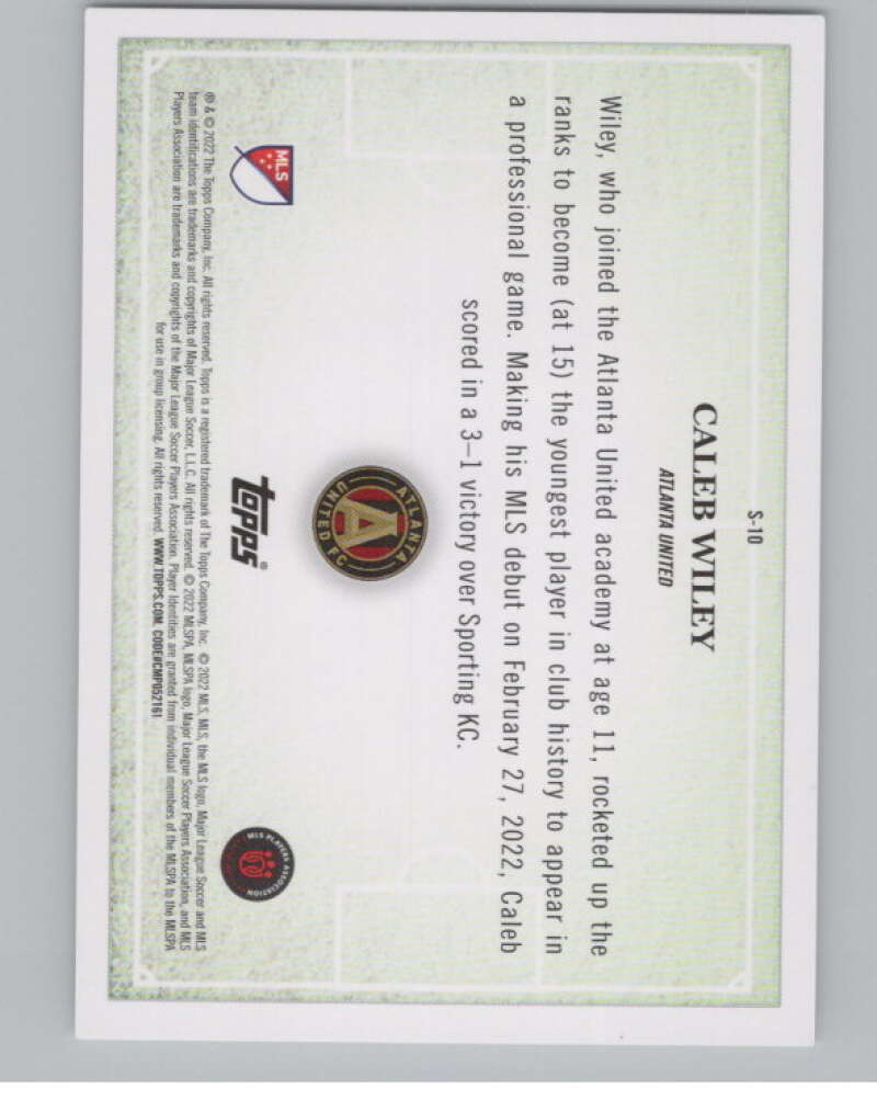 2022 Topps MLS Scholarly #S-10 Caleb Wiley  Atlanta United  V98023 Image 2