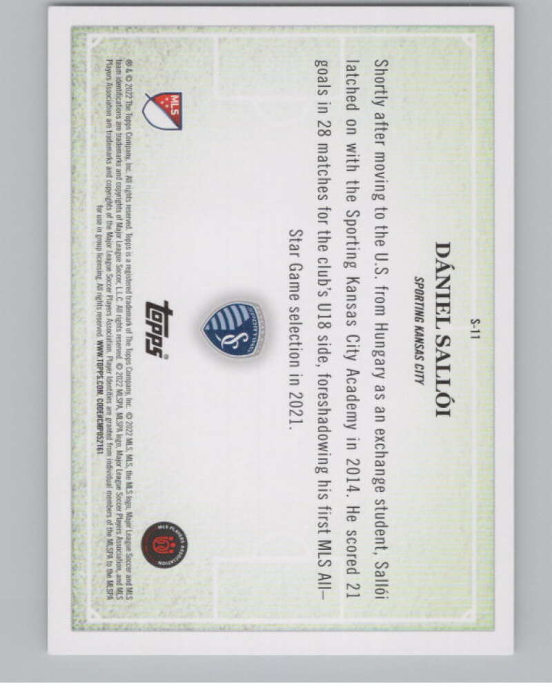 2022 Topps MLS Scholarly #S-11 Daniel Salloi  Sporting Kansas City  V98024 Image 2