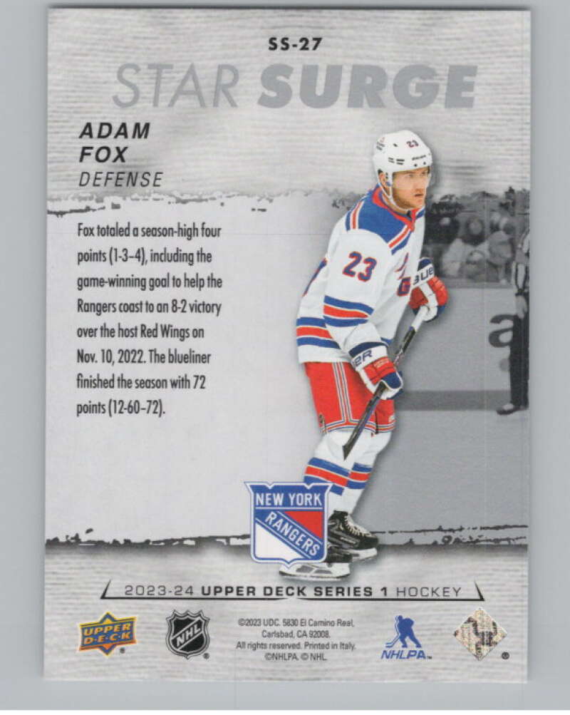 2023-24 Upper Deck Star Surge #SS-27 Adam Fox  V98032 Image 2
