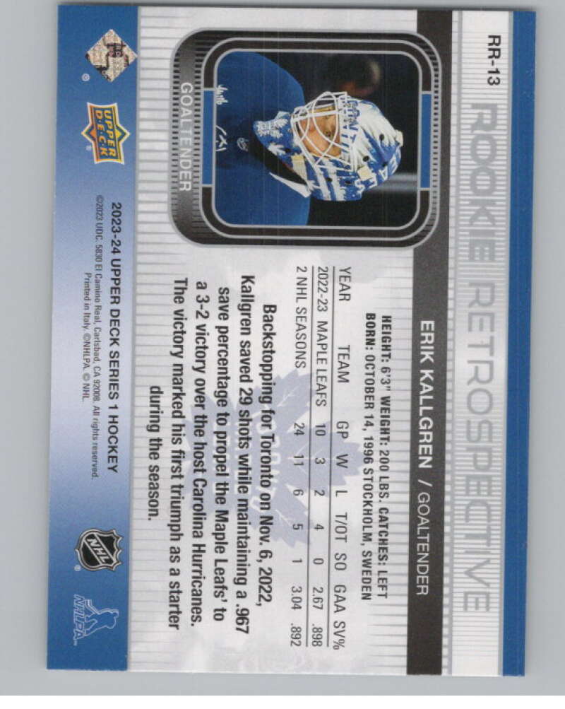 2023-24 Upper Deck Rookie Retrospective #RR-13 Erik Kallgren  V98033 Image 2