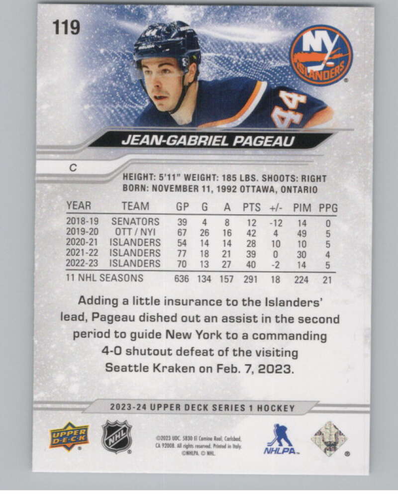 2023-24 Upper Deck Outburst Silver #119 Jean-Gabriel Pageau  V98036 Image 2
