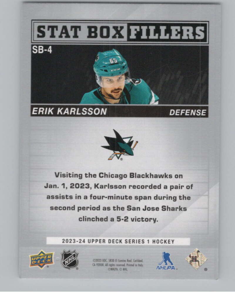 2023-24 Upper Deck Stat Box Fillers #SB-4 Erik Karlsson  V98046 Image 2