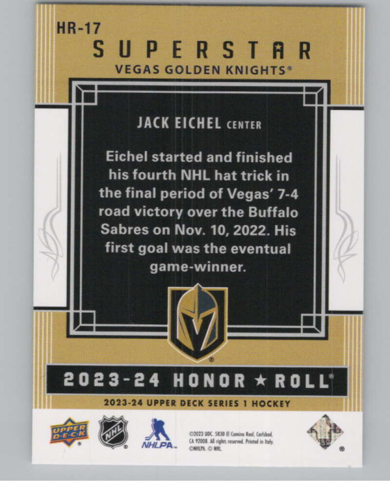 2023-24 Upper Deck Honor Roll #HR-17 Jack Eichel Vegas  V98053 Image 2