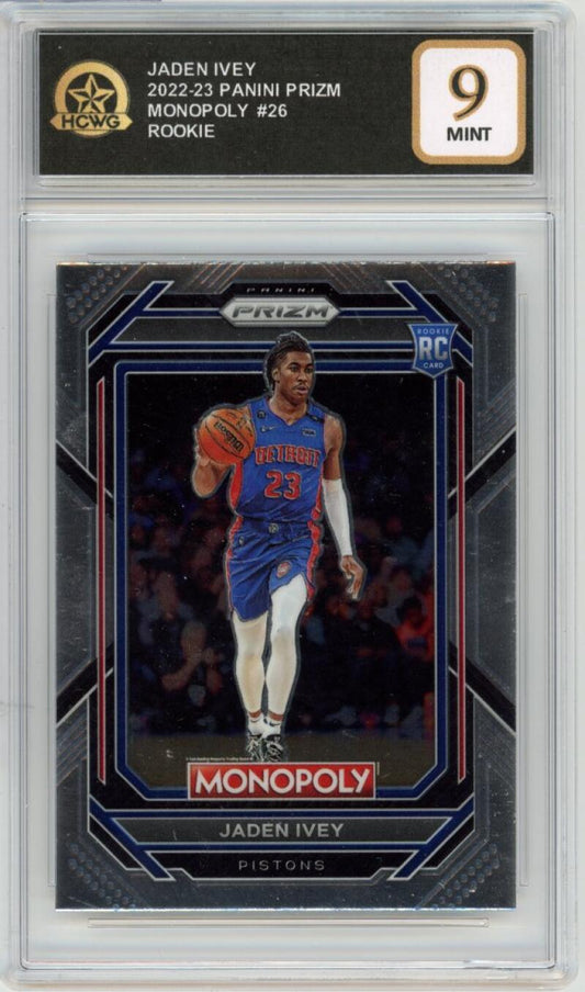 2022-23 Panini Prizm Monopoly #26 Jaden Ivey Rookie RC Graded Mint HCWG 9 Image 1