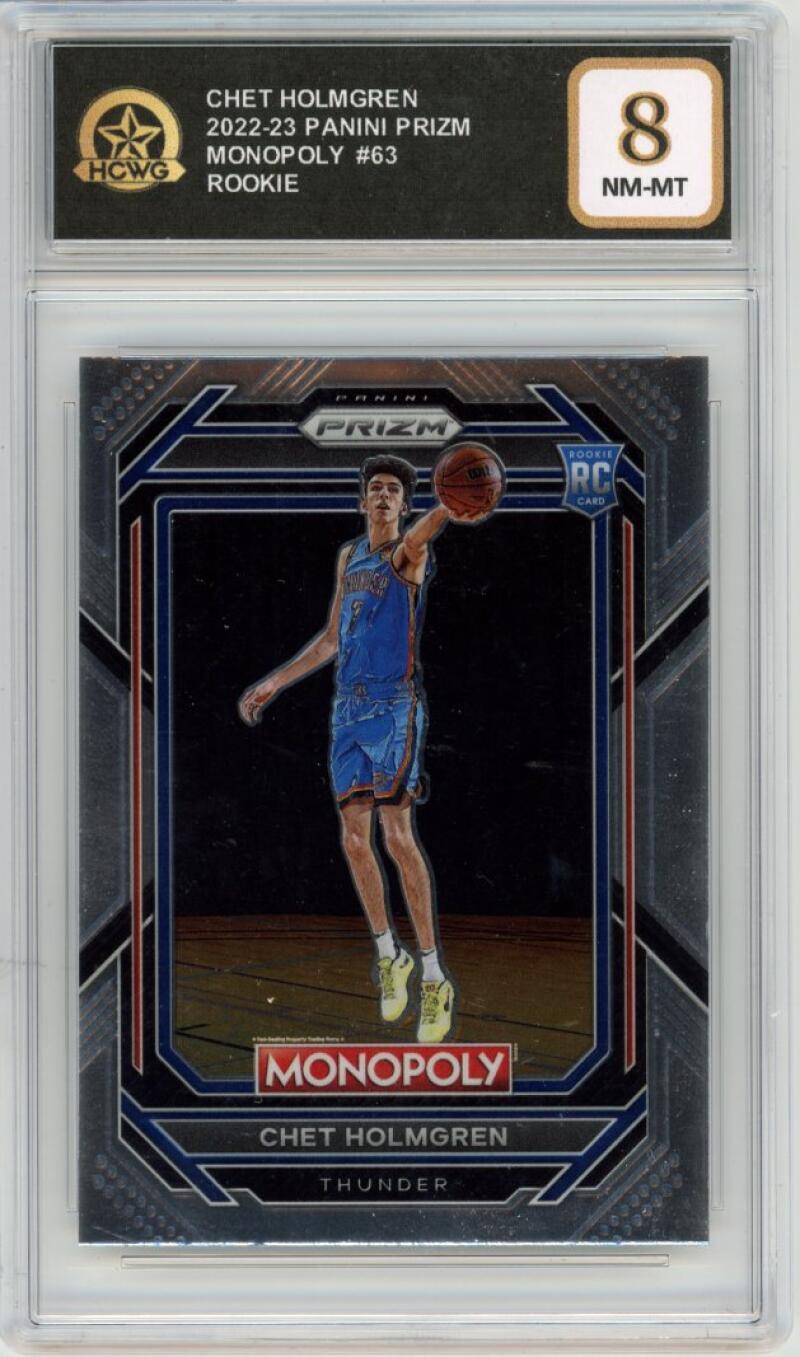 2022-23 Panini Prizm Monopoly #63 Chet Holmgren Rookie RC Graded NM HCWG 8 Image 1