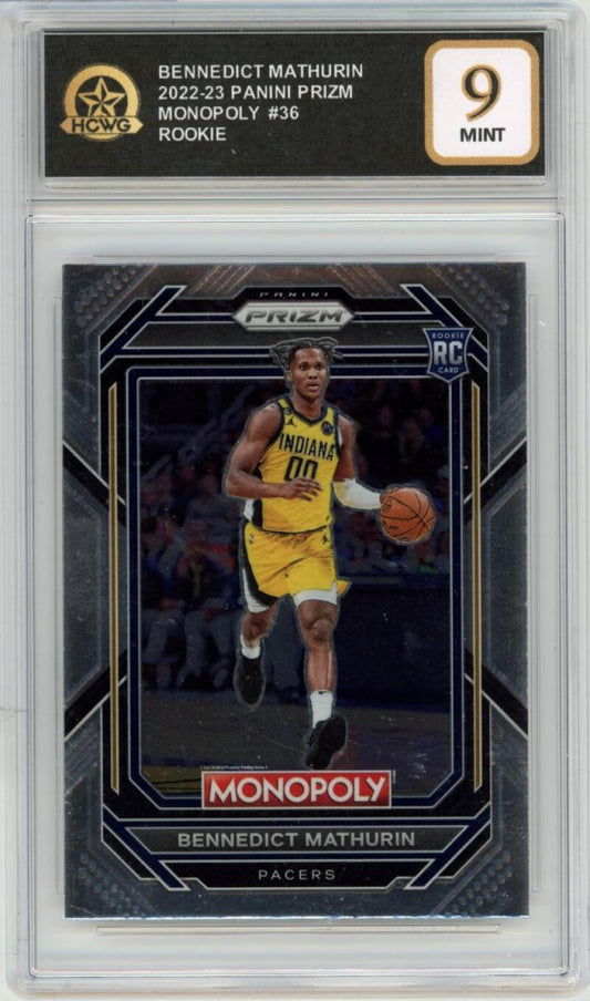 2022-23 Panini Prizm Monopoly #36 Bennedict Mathurin Rookie RC Graded Mint HCWG 9 Image 1