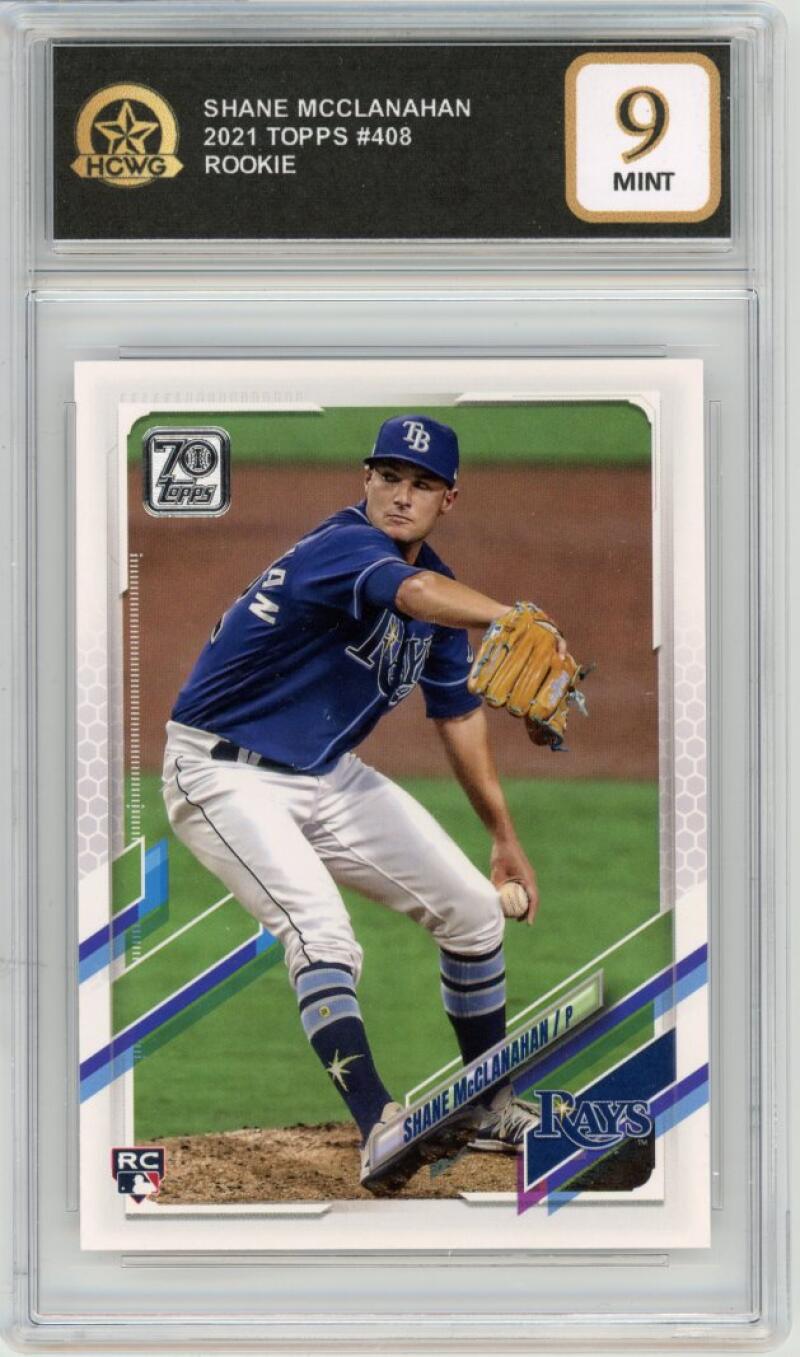 2021 Topps #408 Shane McClanahan Baseball Rookie RC Graded Mint HCWG 9 Image 1