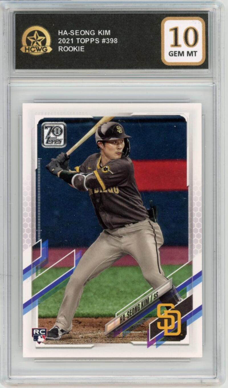 2021 Topps #398 Ha-Seong Kim Baseball Rookie RC Graded GEM Mint HCWG 10 Image 1