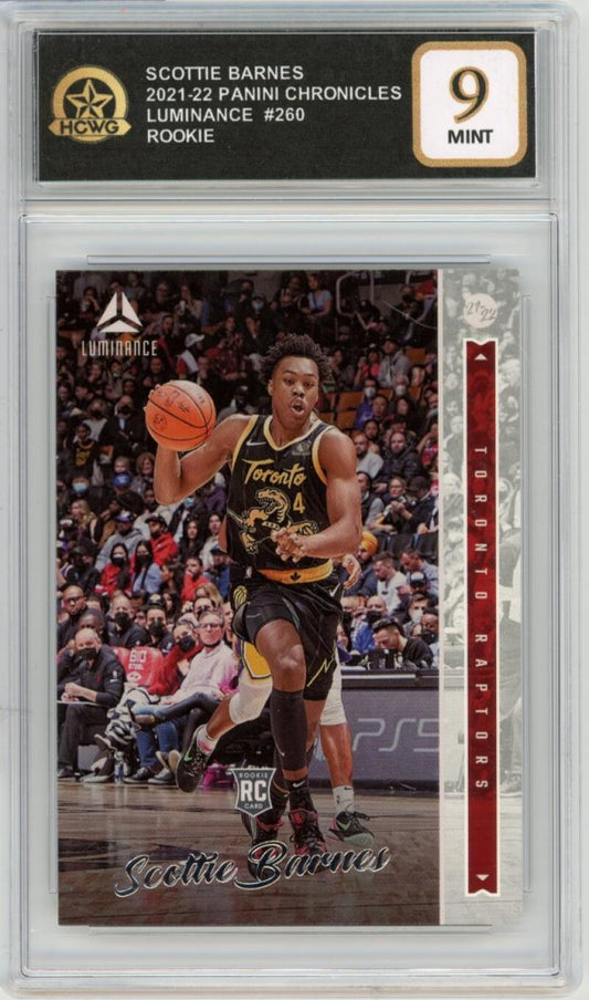 2021-22 Panini Luminance #260 Scottie Barnes Rookie RC Graded Mint HCWG 9 Image 1