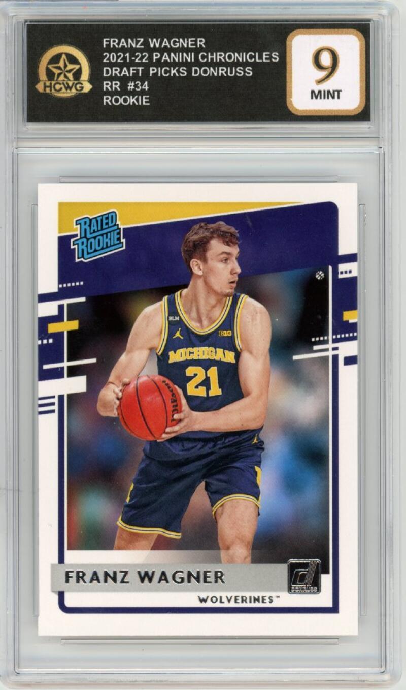 2021-22 Panini Donruss Draft Picks #34 Franz Wagner Rookie RC Graded Mint HCWG 9 Image 1