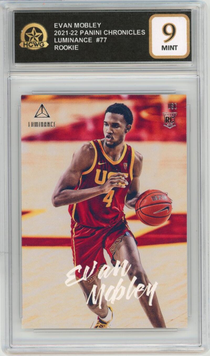 2021-22 Panini Luminance #77 Evan Mobley Rookie RC Graded Mint HCWG 9 Image 1