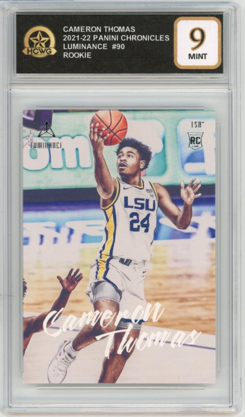 2021-22 Panini Luminance #90 Cameron Thomas Rookie RC Graded Mint HCWG 9 Image 1