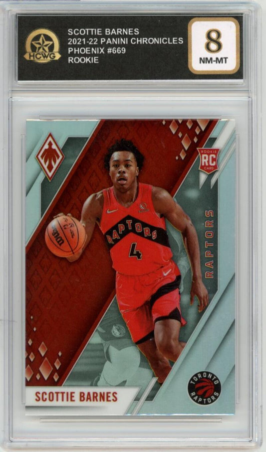 2021-22 Panini Phoenix #669 Scottie Barnes Rookie RC Graded NM HCWG 8 Image 1