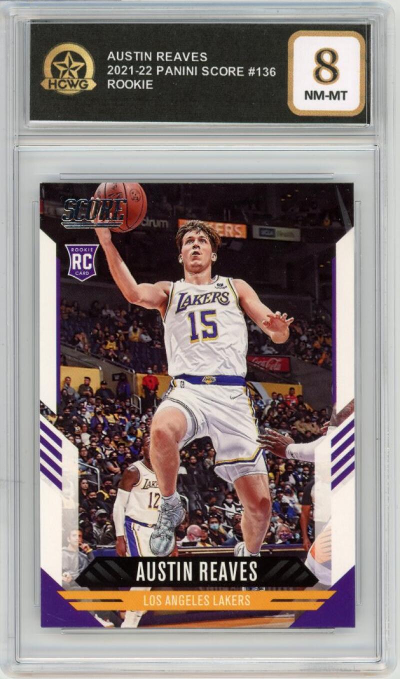 2021-22 Panini Score #136 Austin Reaves Rookie RC Graded NM HCWG 8 Image 1