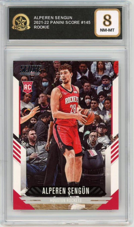 2021-22 Panini Score #145 Alperen Sengun Rookie RC Graded NM HCWG 8 Image 1