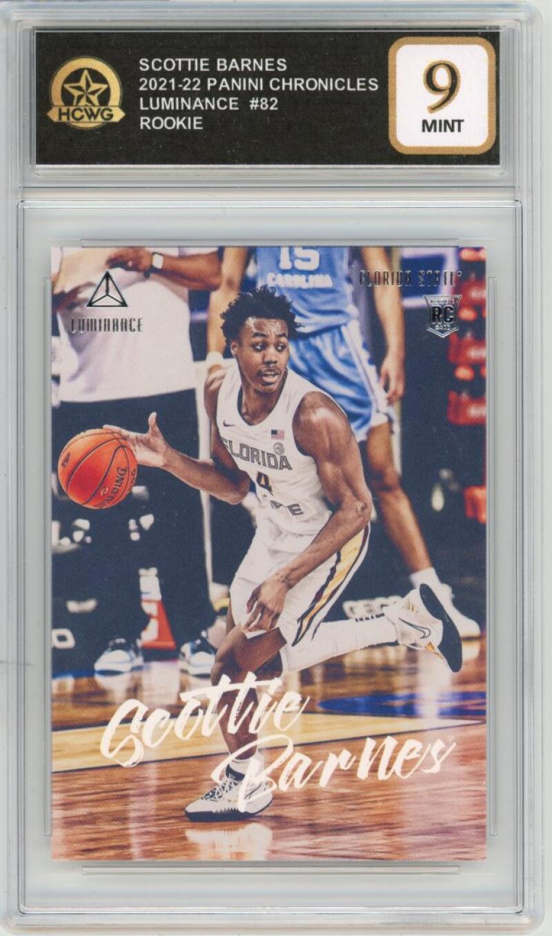 2021-22 Panini Luminance #82 Scottie Barnes Rookie RC Graded Mint HCWG 9 Image 1