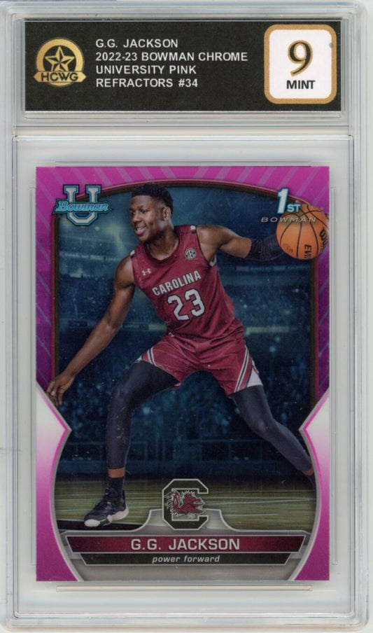 2022-23 Bowman Chrome University Pink Refractors #34 G.G. Jackson Mint HCWG 9 Image 1