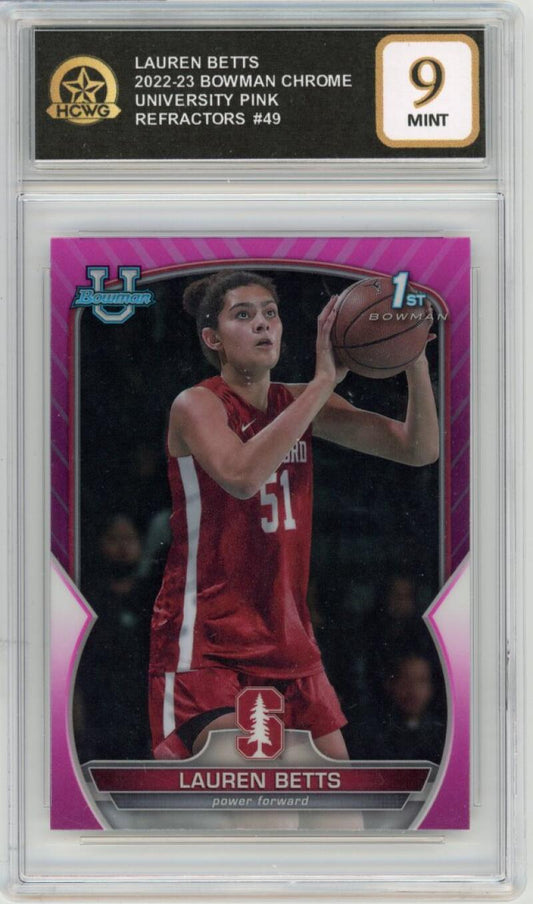 2022-23 Bowman Chrome University Pink Refractors #49 Lauren Betts Mint HCWG 9 Image 1