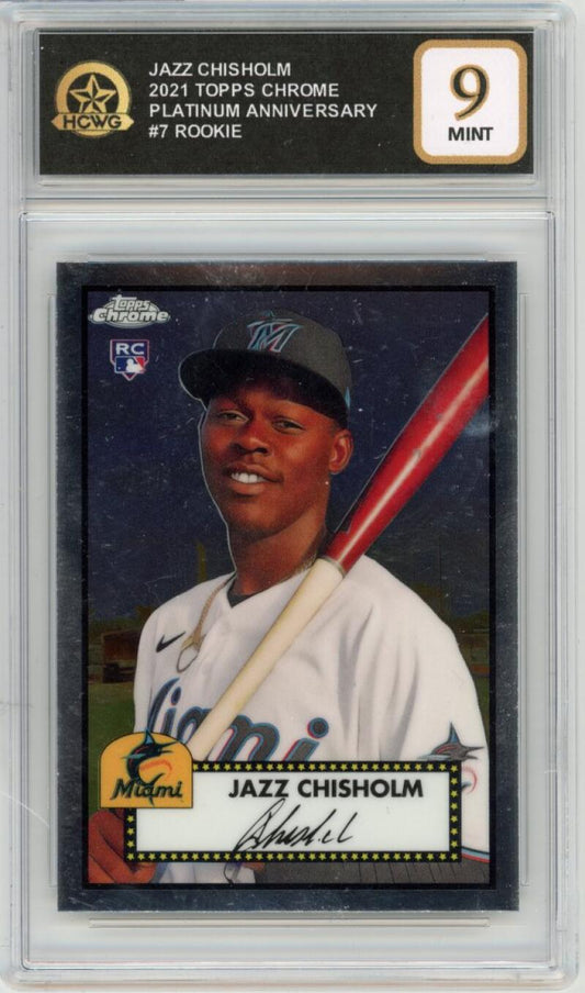 2021 Topps Chrome Platinum Anniversary #7 Jazz Chisholm Rookie RC Mint HCWG 9 Image 1