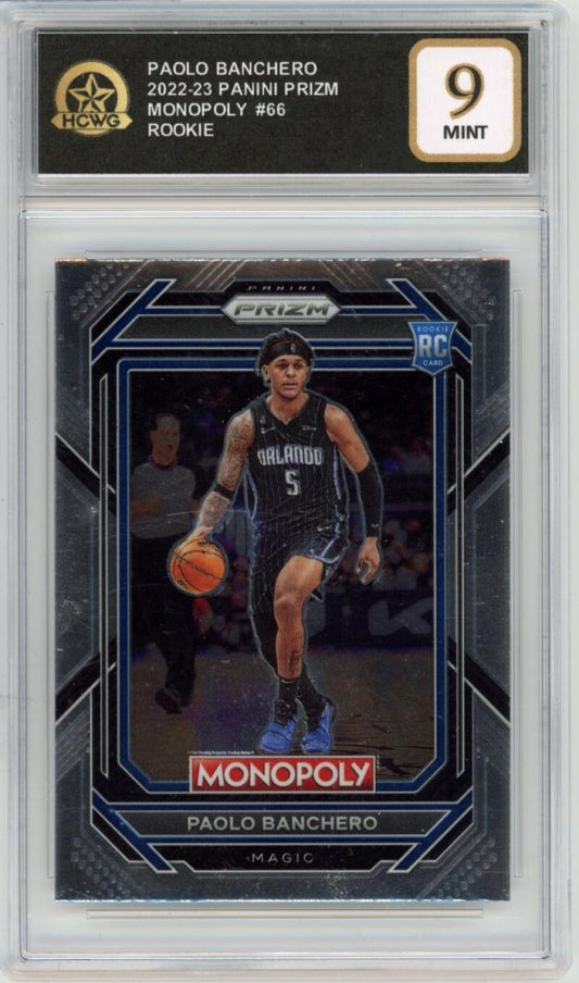 2022-23 Panini Prizm Monopoly #66 Paolo Banchero Rookie RC Graded Mint HCWG 9 Image 1