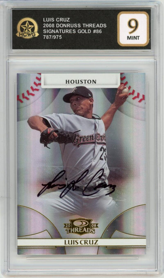 2008 Donruss Threads Signatures Gold #86 Luis Cruz Auto Graded Mint HCWG 9 Image 1