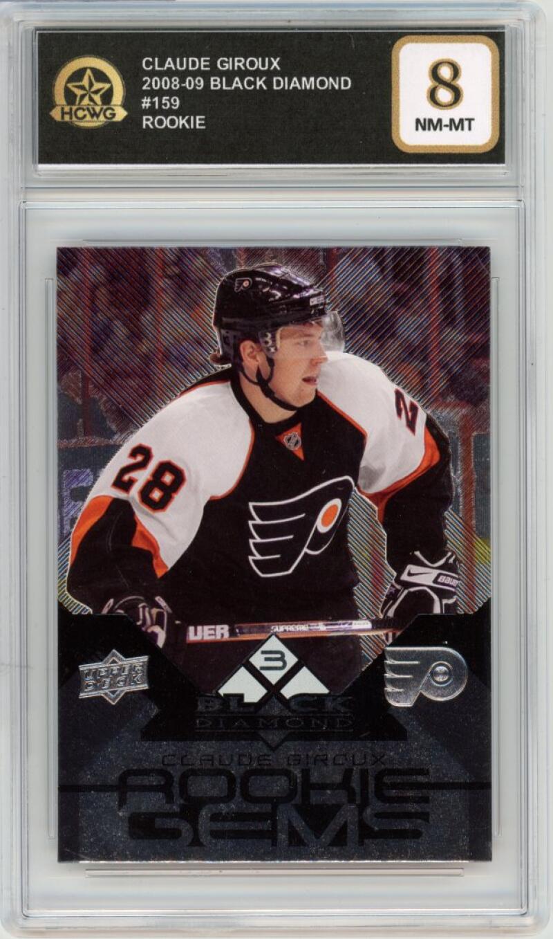 2008-09 Upper Deck Black Diamond #154 Claude Giroux Rookie RC Graded HCWG 8 Image 1