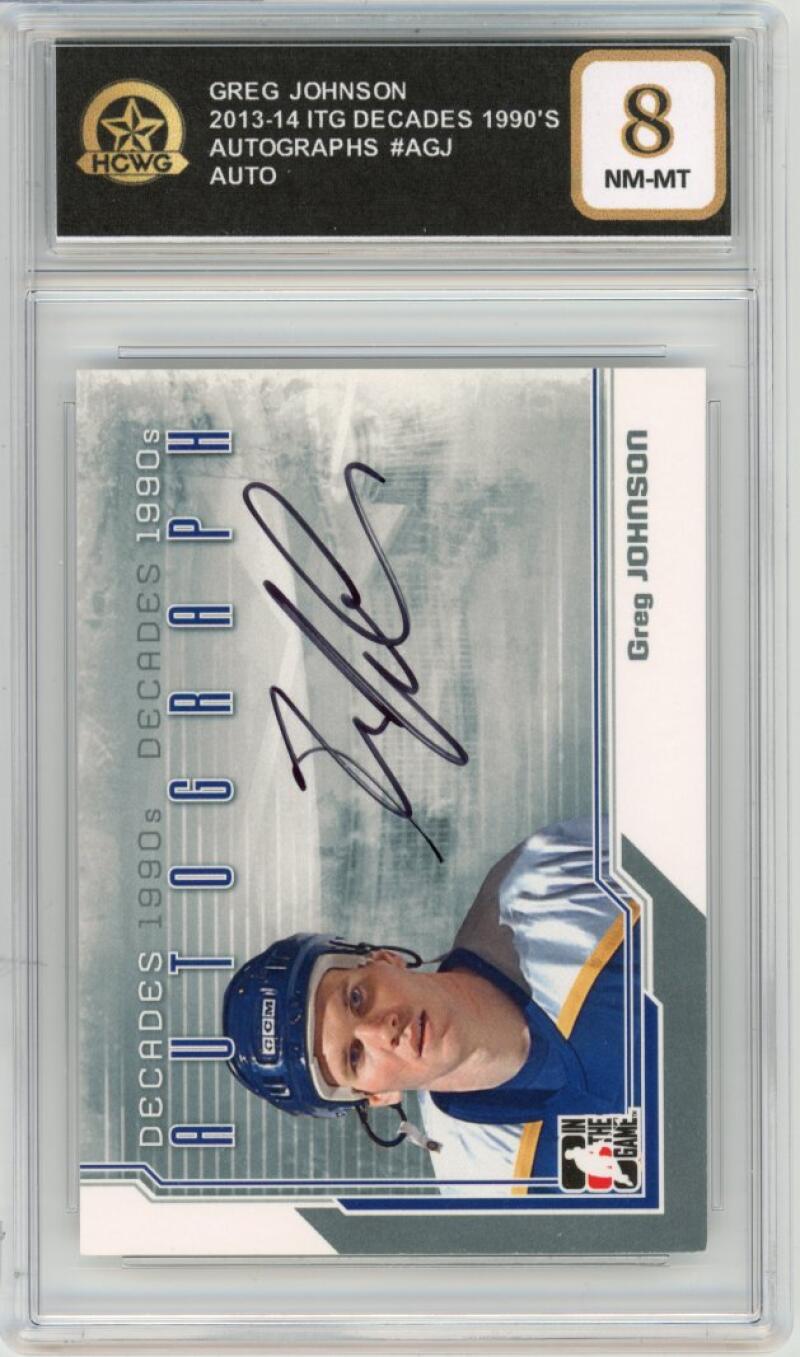 2013-14 ITG Decades 1990's Autographs #AGJ Greg Johnson  Graded Mint HCWG 8 Image 1