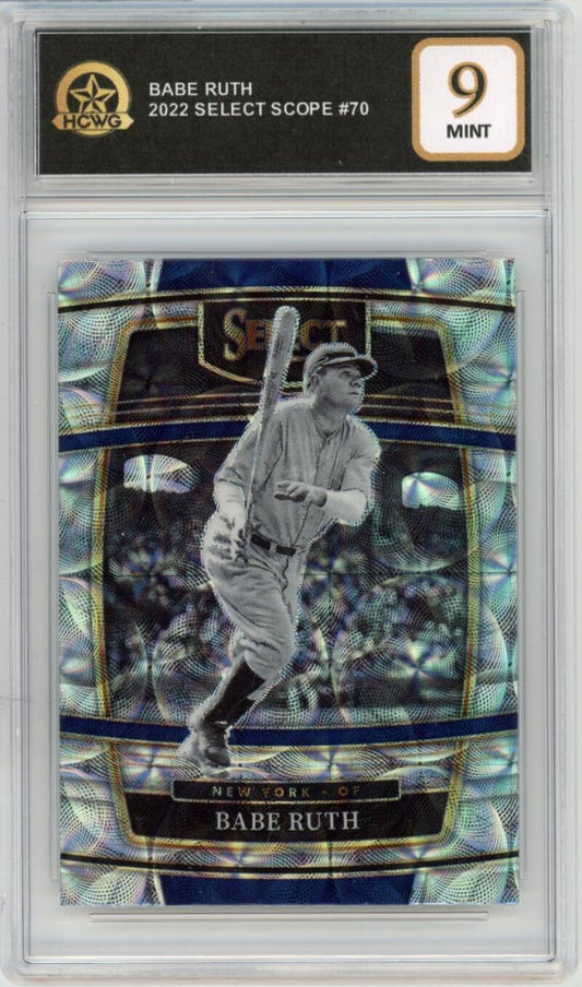 2022 Panini Select Scope #70 Babe Ruth Graded Mint HCWG 9 Image 1