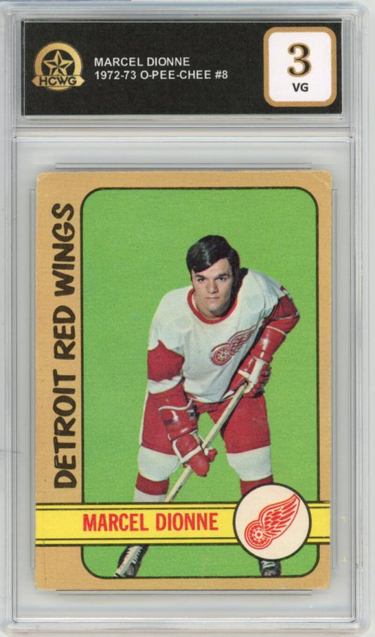 1972-73 O-Pee-Chee #8 Marcel Dionne Graded VG HCWG 3 Image 1