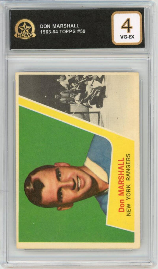 1963-64 Topps #59 Don Marshall Hockey Graded VG-EX HCWG 4 Image 1