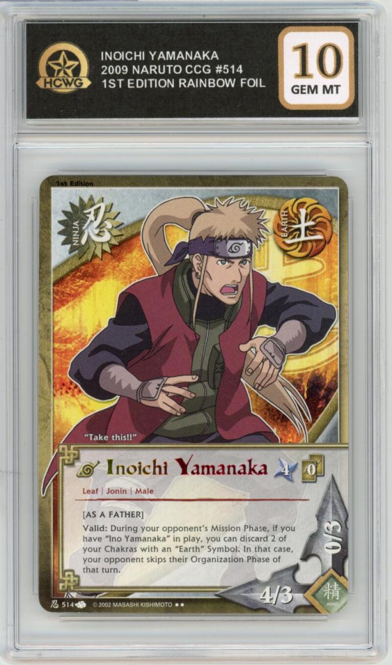 2009 Naruto CCG #514 Inoichi Yamanaka 1st Edition Rainbow Foil Gem Mint HCWG 10 Image 1