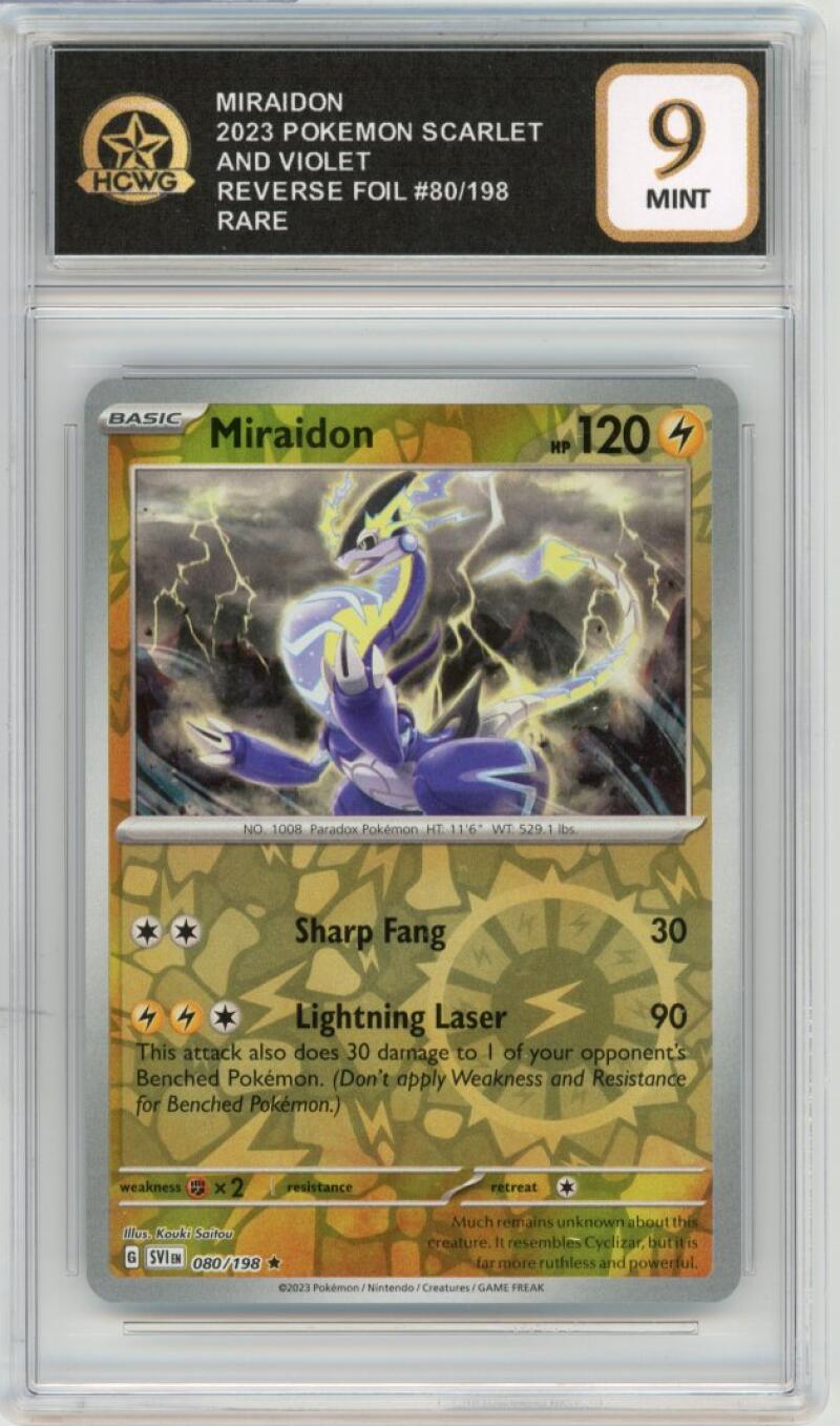 2023 Pokemon Scarlet & Violet Reverse Foil #80/198 Miraidon Rare HCWG 9 Image 1