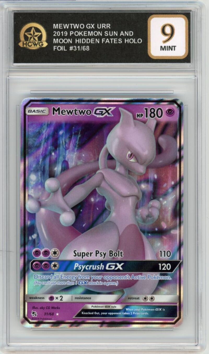 2019 Pokemon Hidden Fates Holo Foil #31/68 Mewtwo GX URR Mint HCWG 9 Image 1