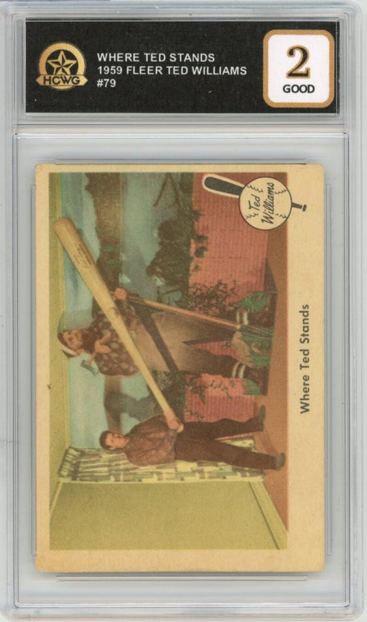 1959 Fleer Ted Williams #79 Where Ted Stands Baseball Graded Good HCWG 2 Image 1